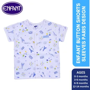 Enfant Button Shorts Sleeves Paris Design
