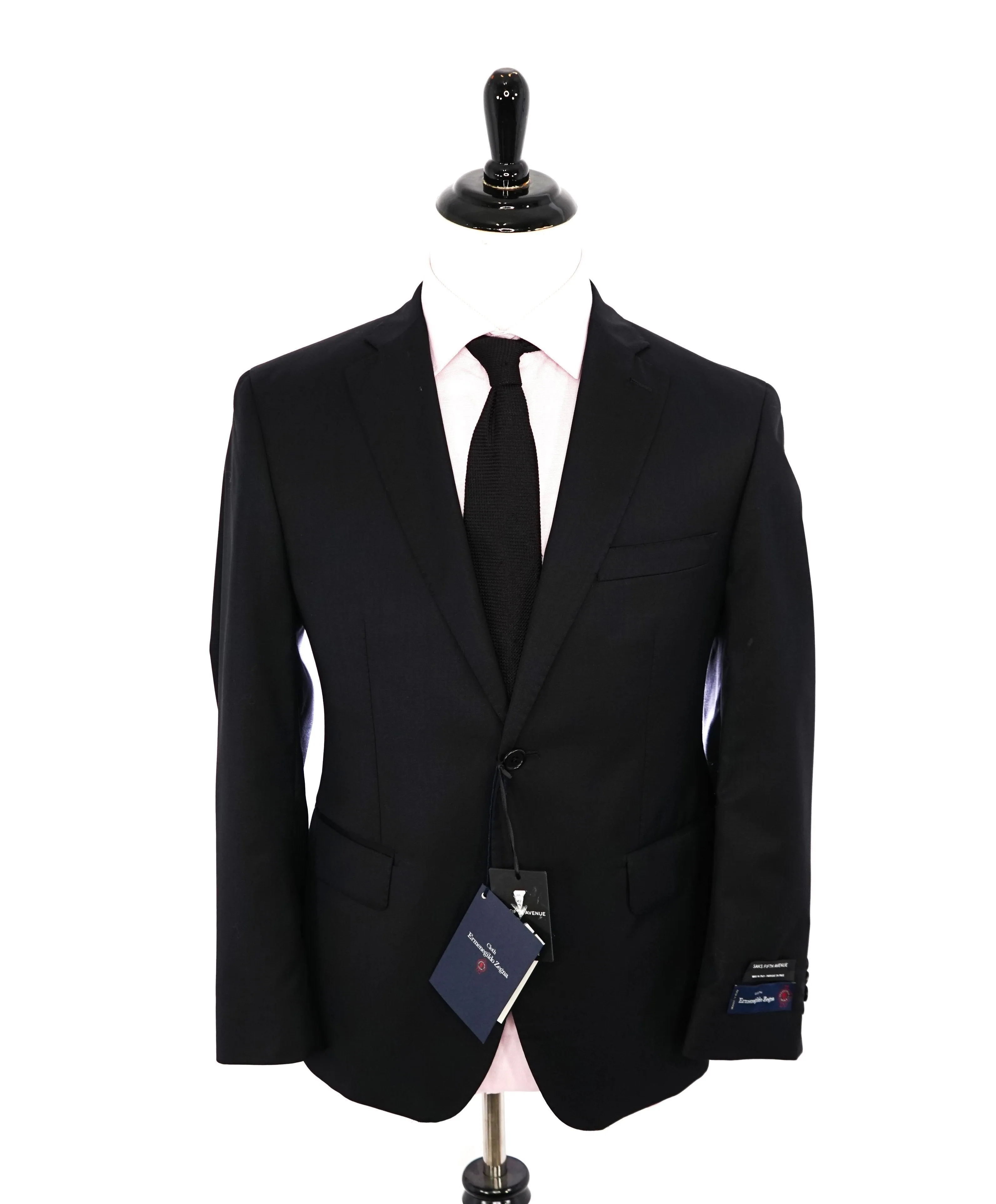 ERMENEGILDO ZEGNA - By SAKS FIFTH AVENUE SILK BLEND "Classic" Black Suit - 40S