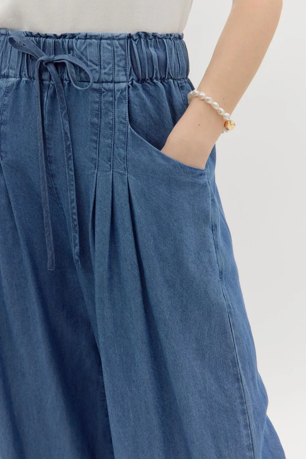Eugenia Wide Leg Pants, Denim Blue