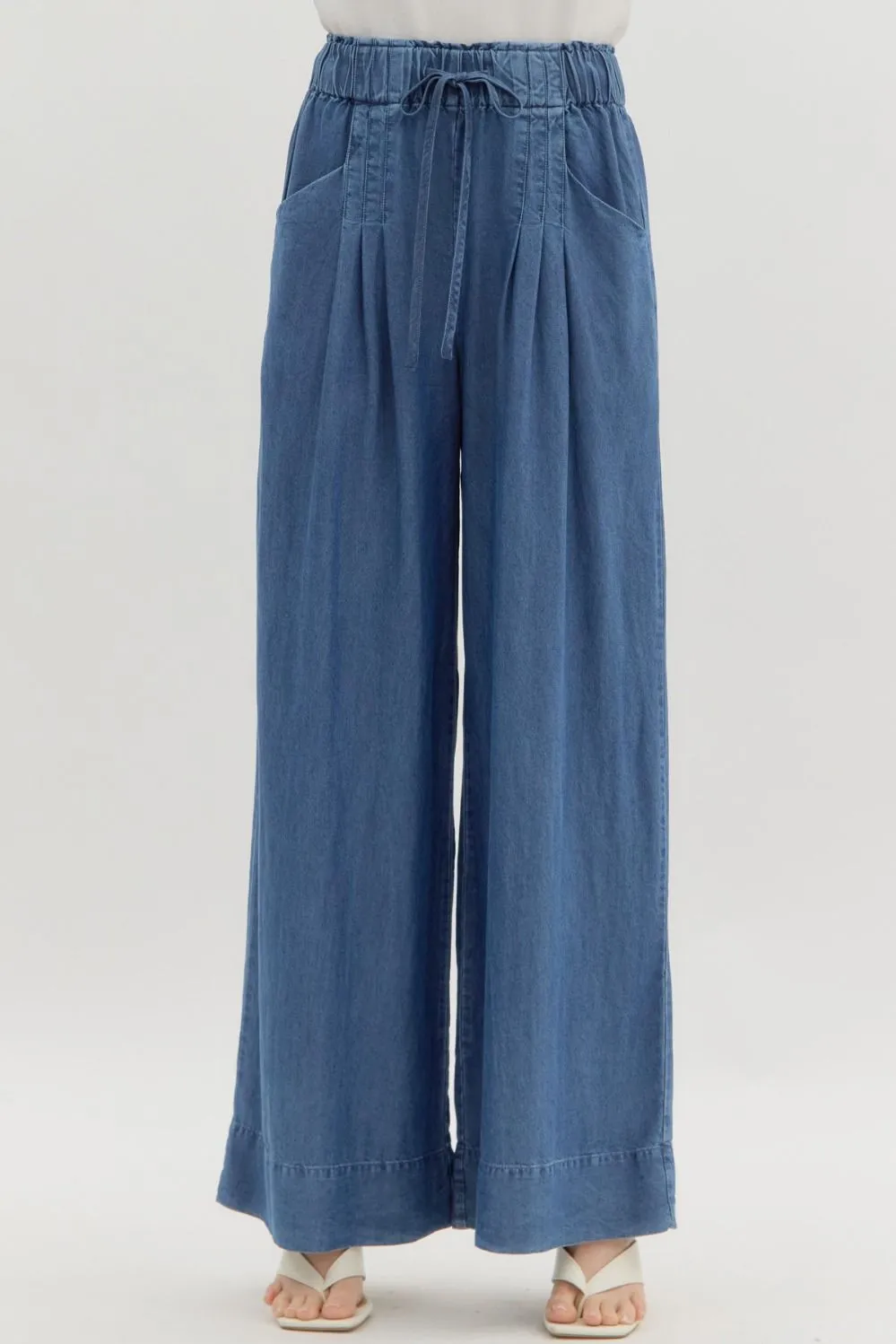 Eugenia Wide Leg Pants, Denim Blue