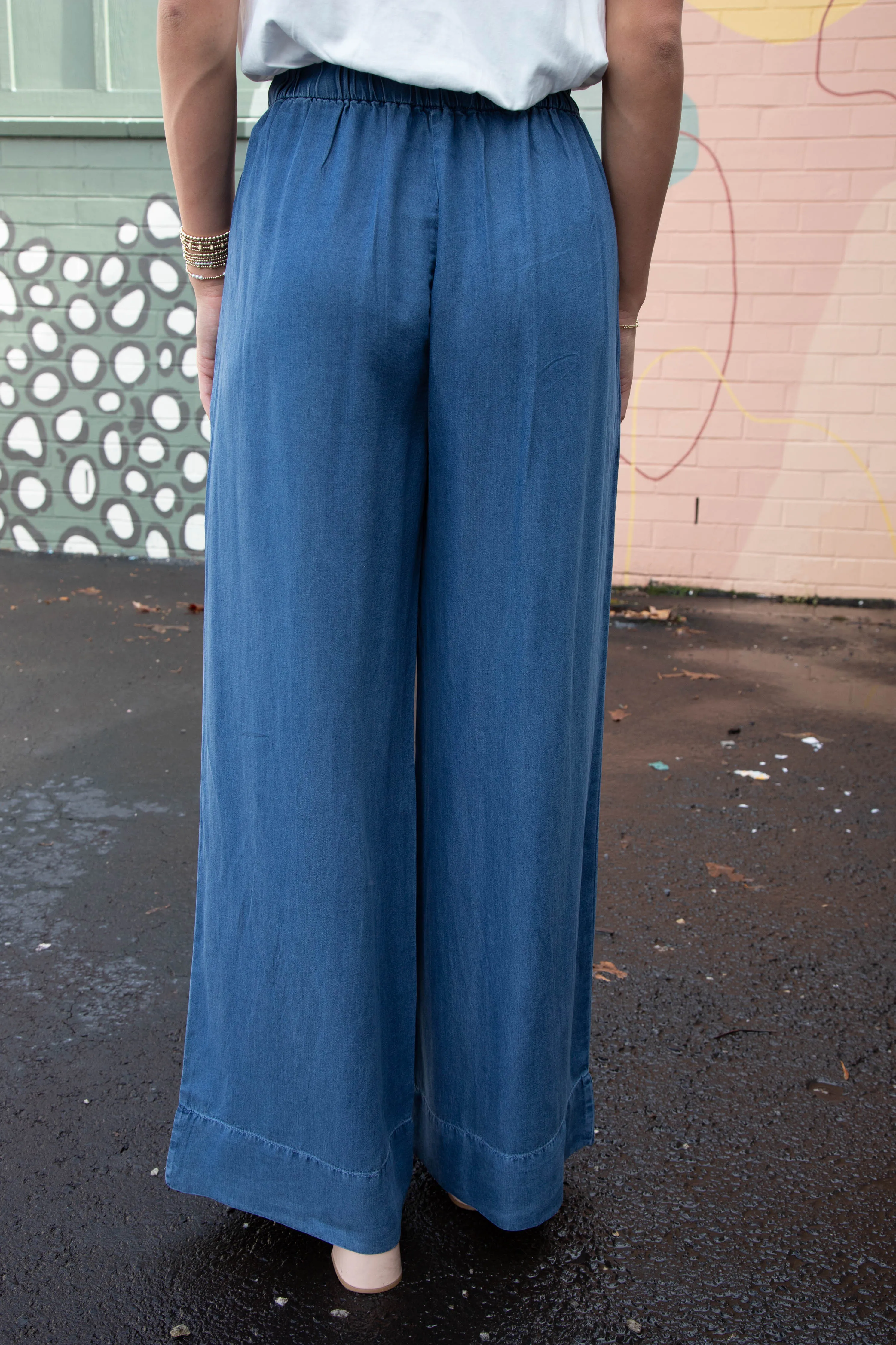 Eugenia Wide Leg Pants, Denim Blue