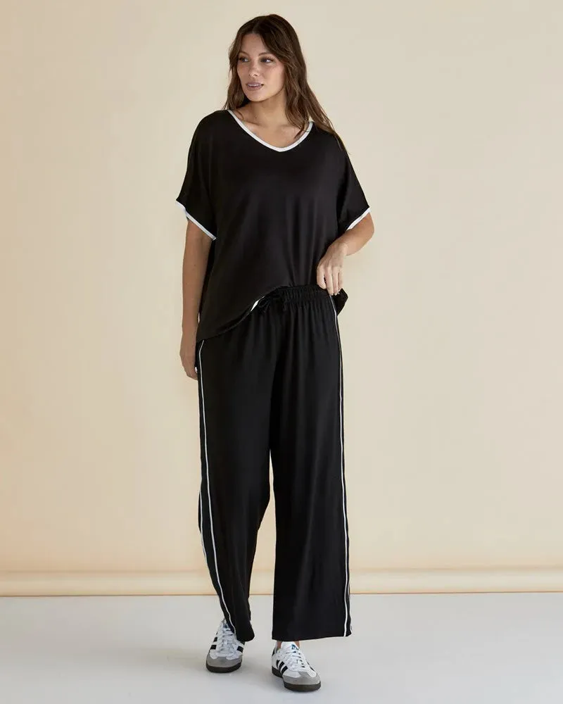 Evelyn Wide Leg Jogger - Black