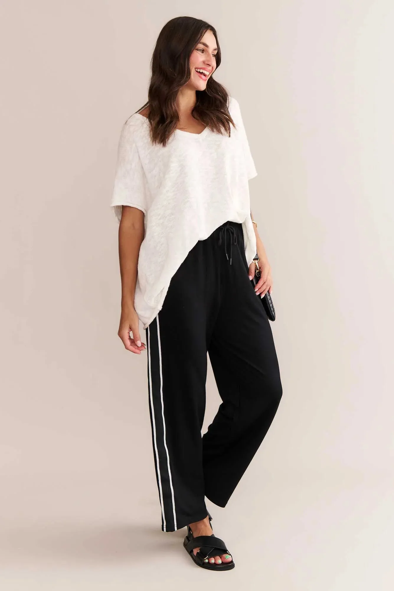 Evelyn Wide Leg Jogger - Black