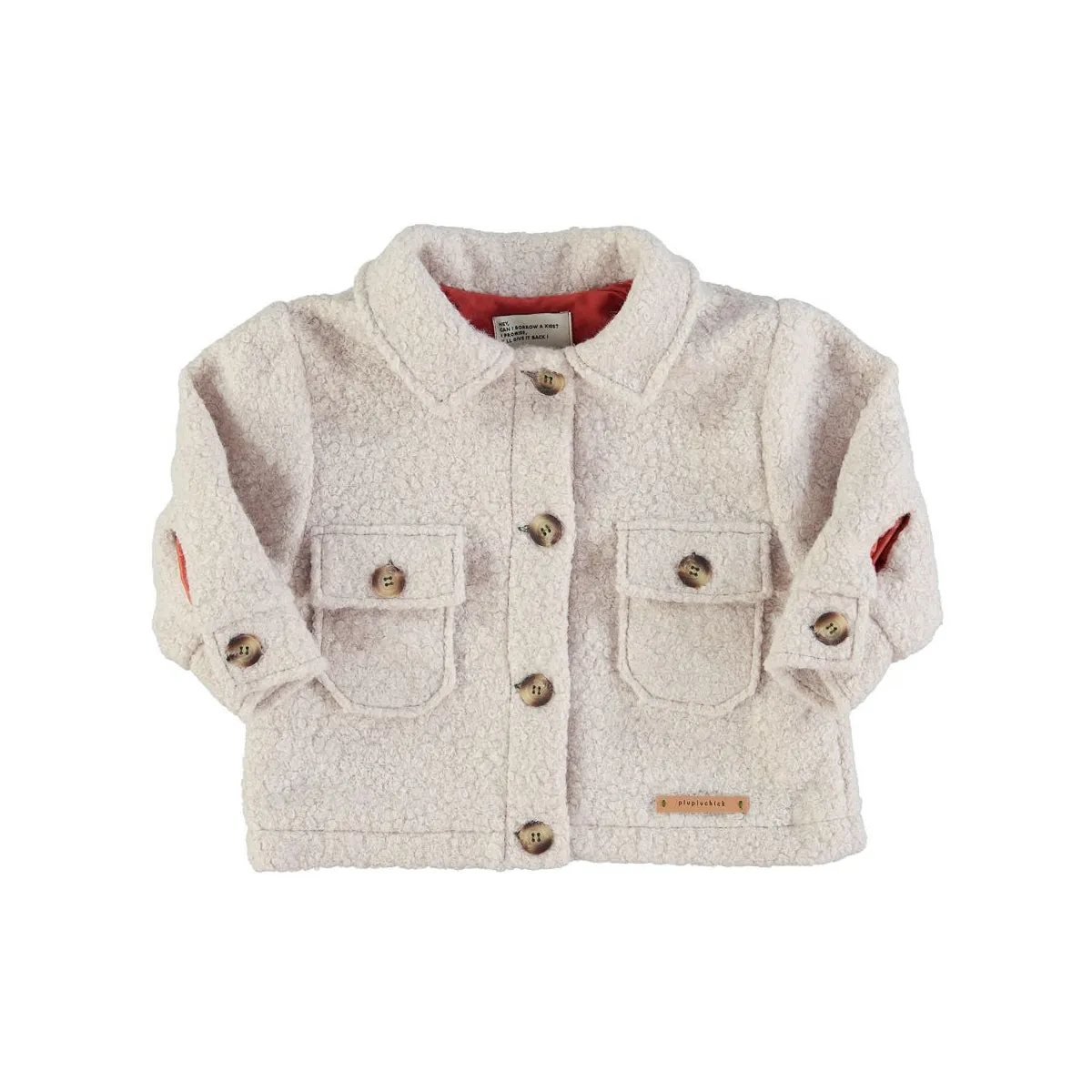 faux fur jacket | ecru w/ back "Vida Bonita" print