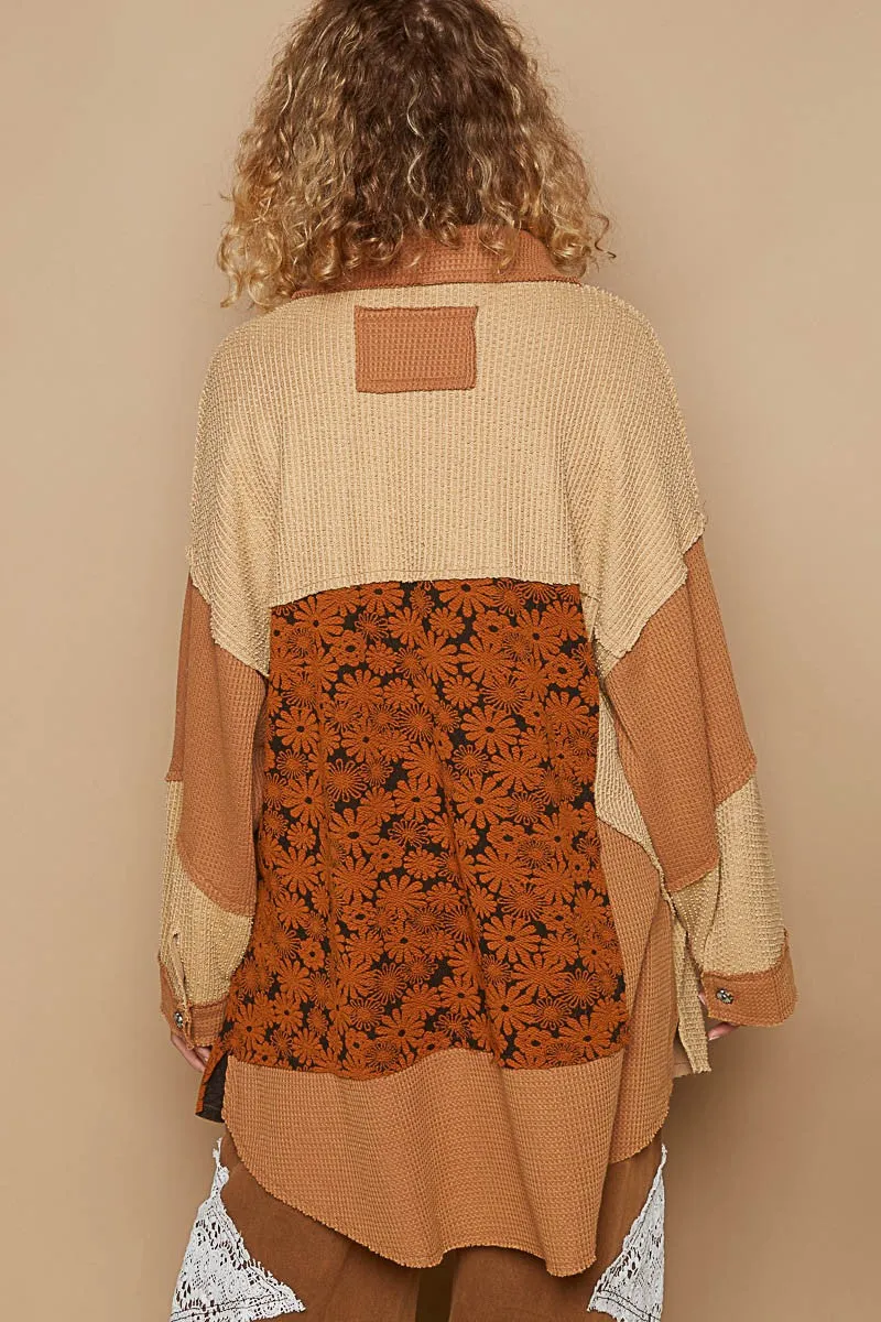 Floral print front pockets button down