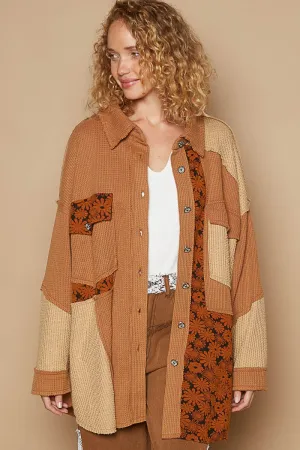 Floral print front pockets button down