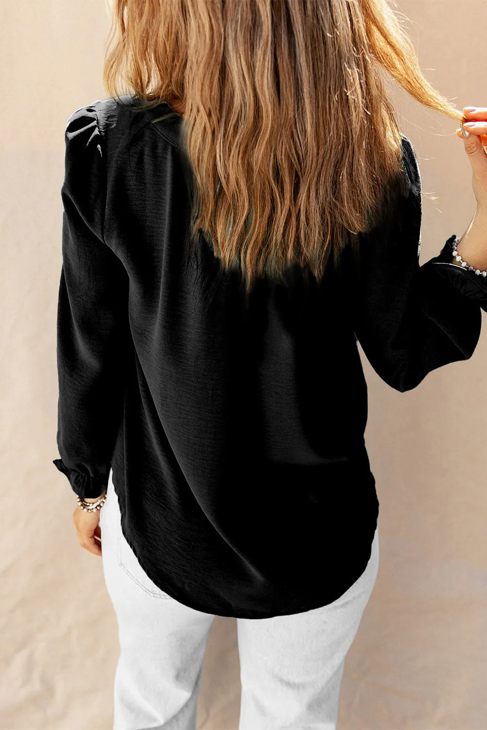Flounce Sleeve Button-Up Shirt