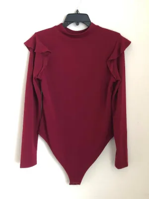 Flutter shoulder long sleeve bodysuit top
