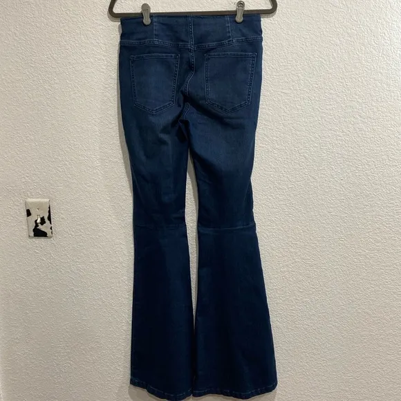 Free People Denim Cotton Blend Flare Festival Western Wide Leg Pull On Pants 29