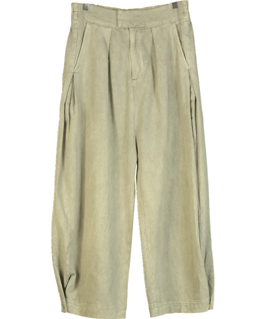 Free People Green Cool Harbor Wide-Leg Trousers UK S