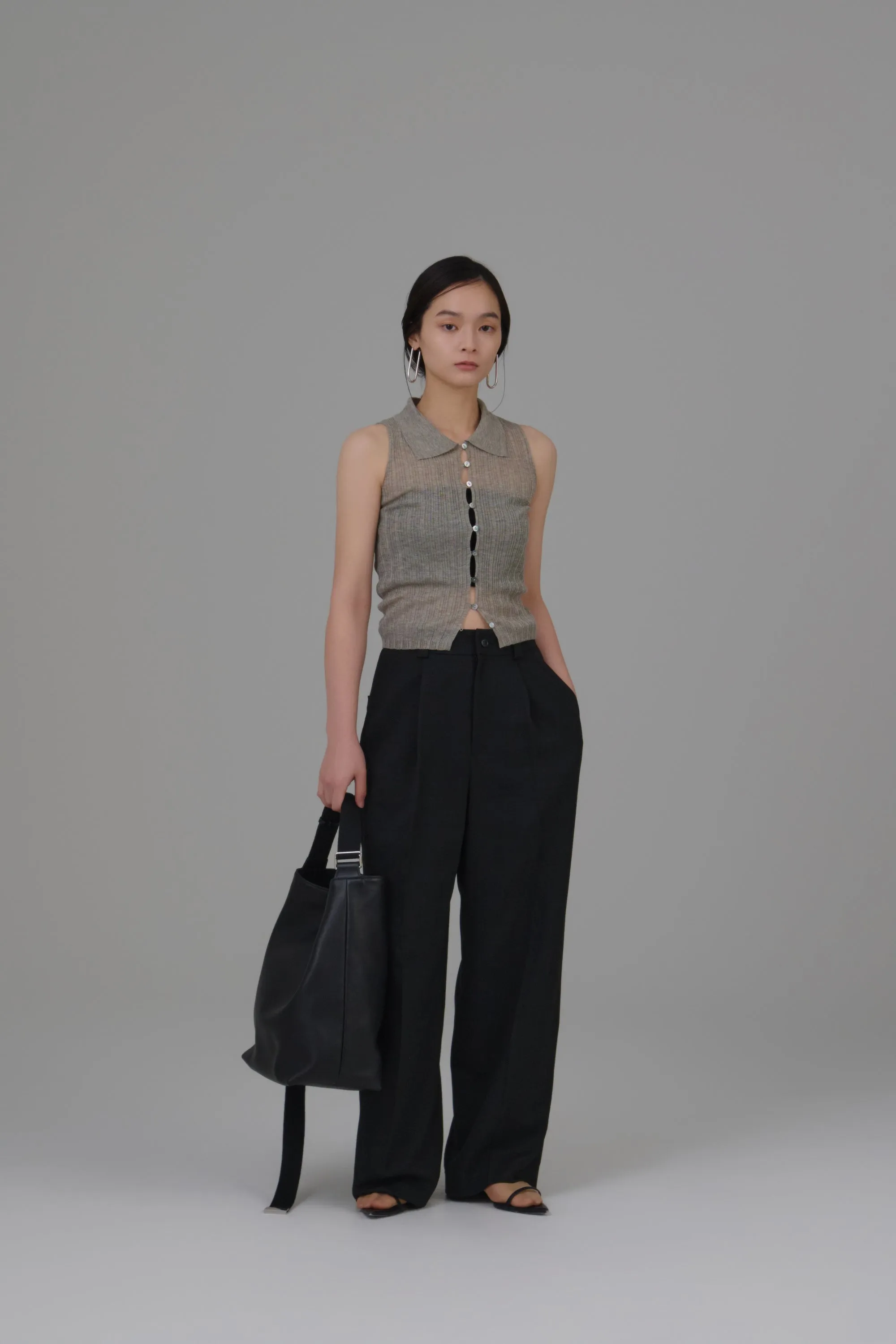 front button knit tops