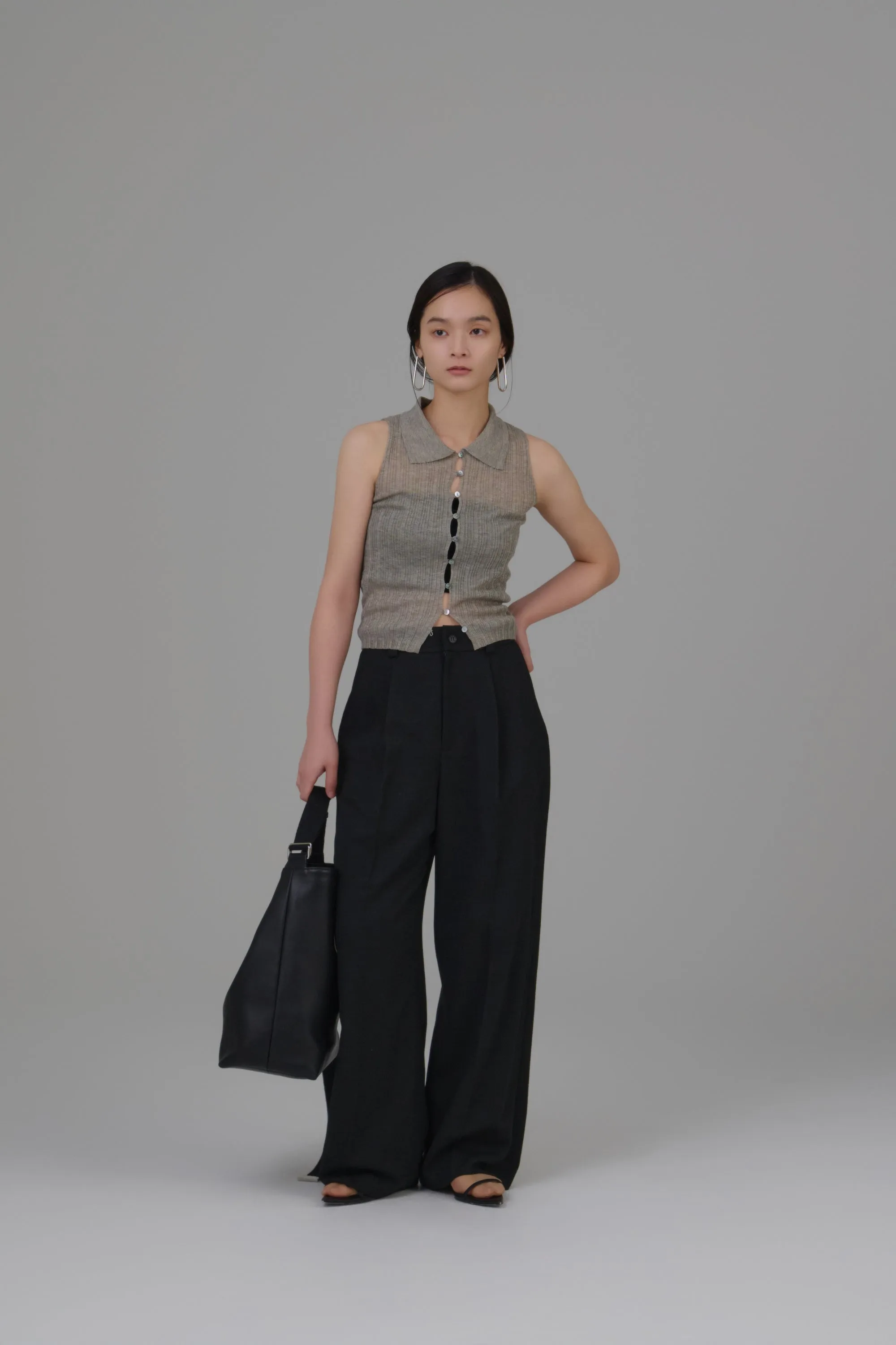 front button knit tops
