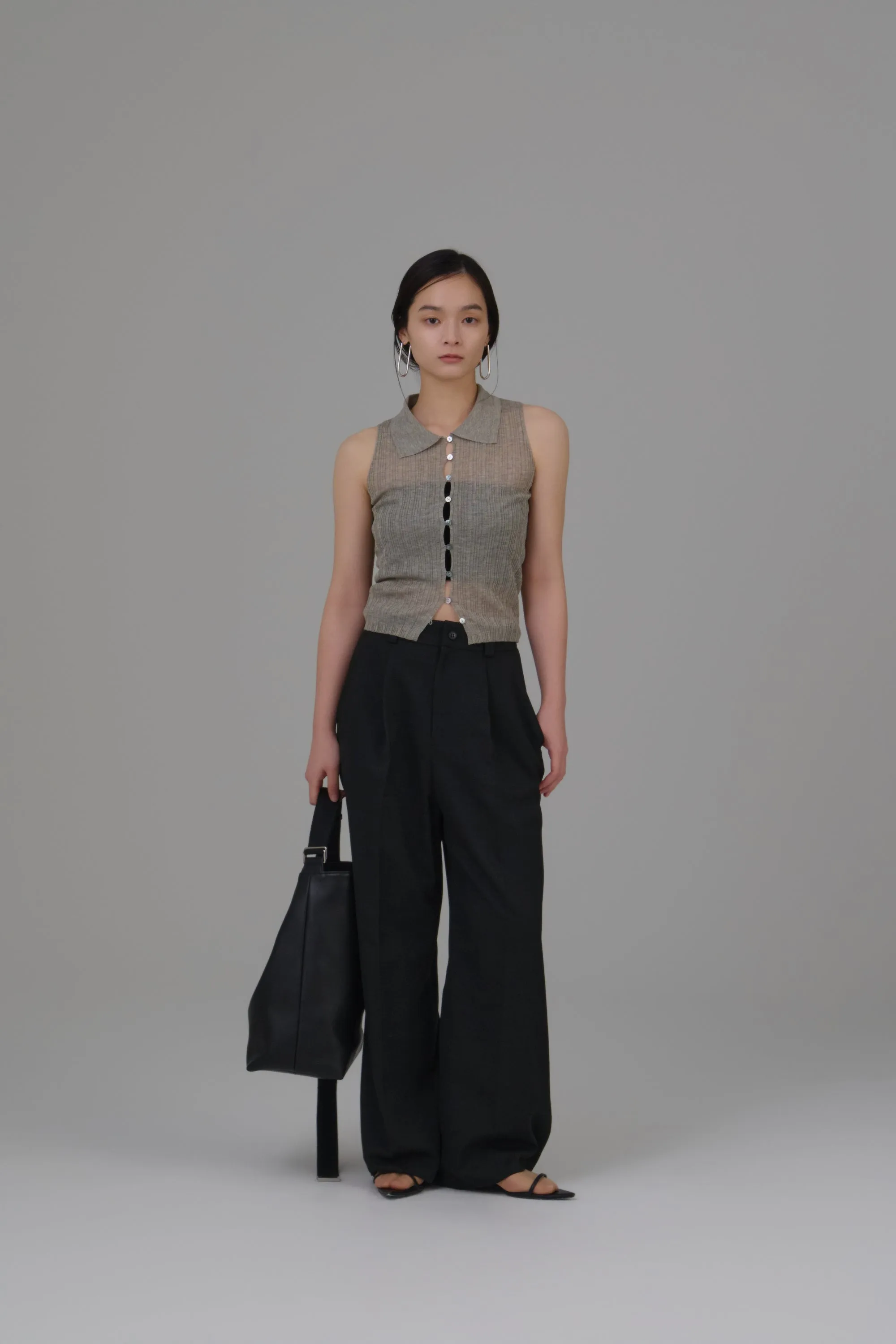 front button knit tops