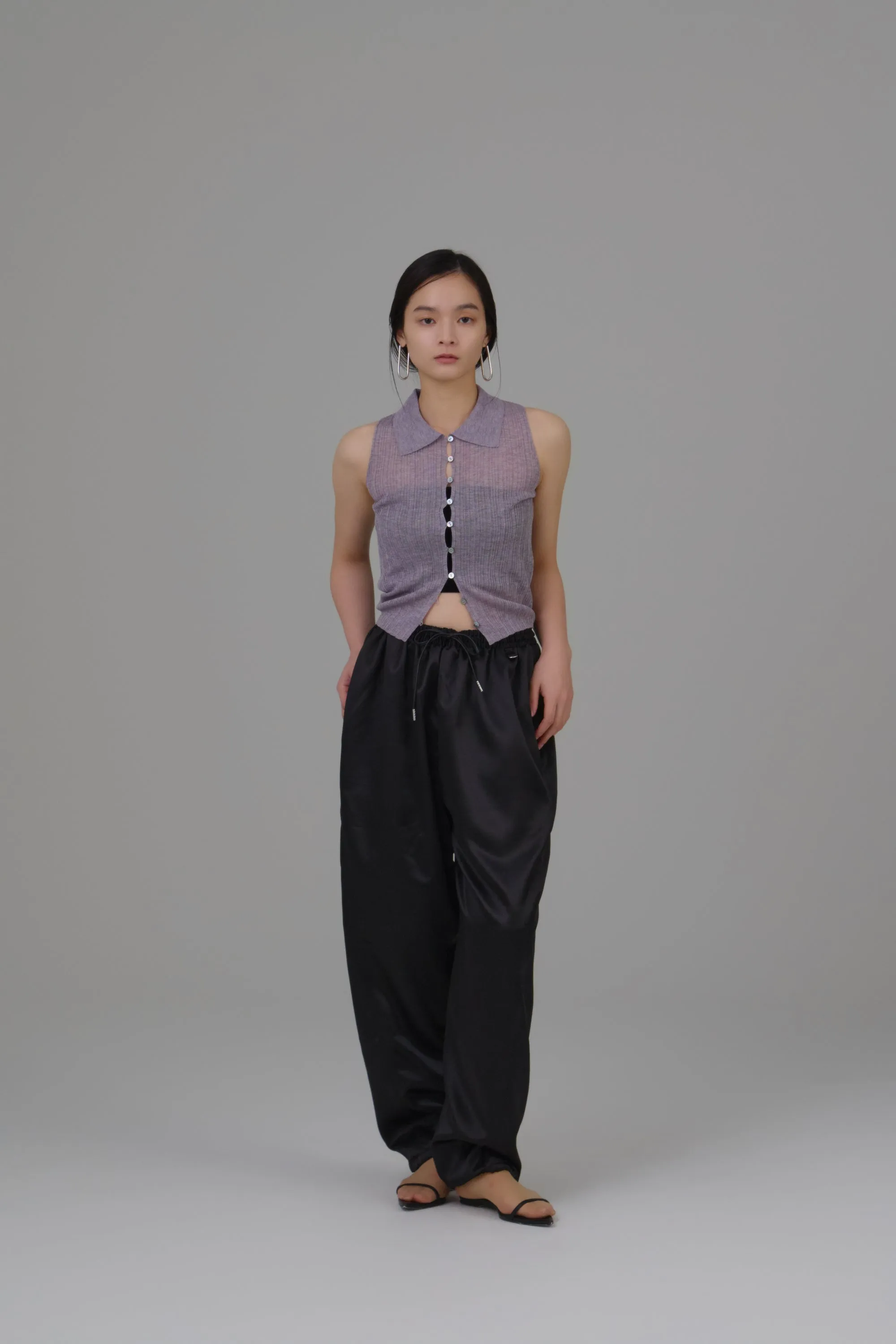 front button knit tops