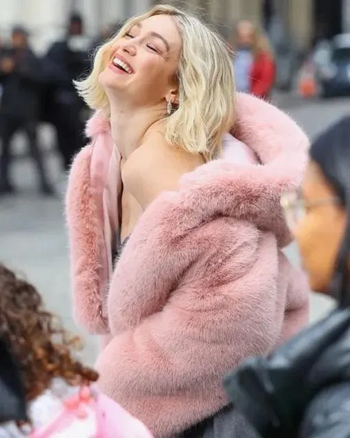 Gigi Hadid Pink Faux Fur Jacket