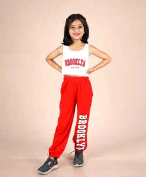 Girls New York Print Sleeveless Tank Top & Sweatpants Set