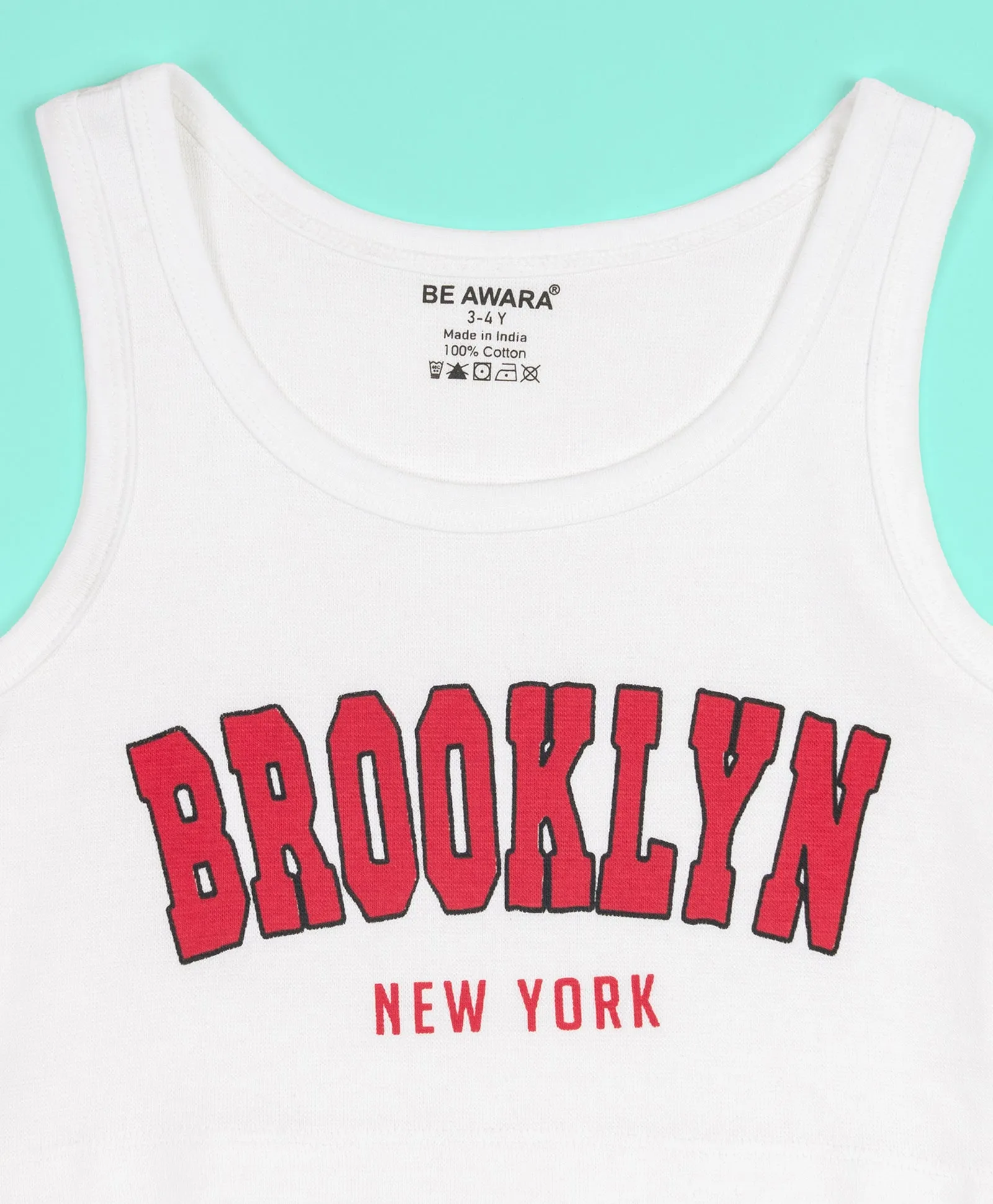 Girls New York Print Sleeveless Tank Top & Sweatpants Set