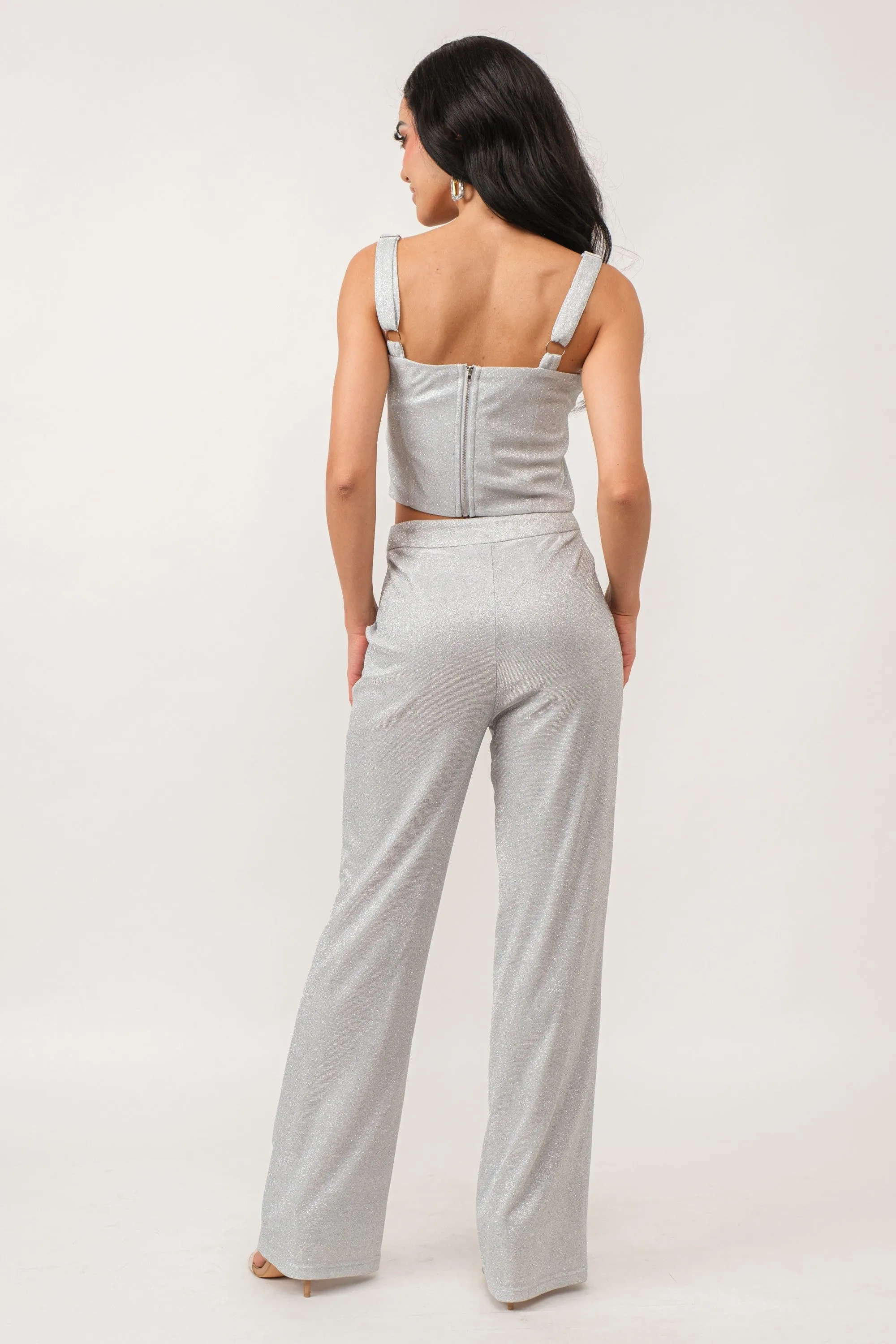 Glamour Glitter High Waist Wide Leg Pant