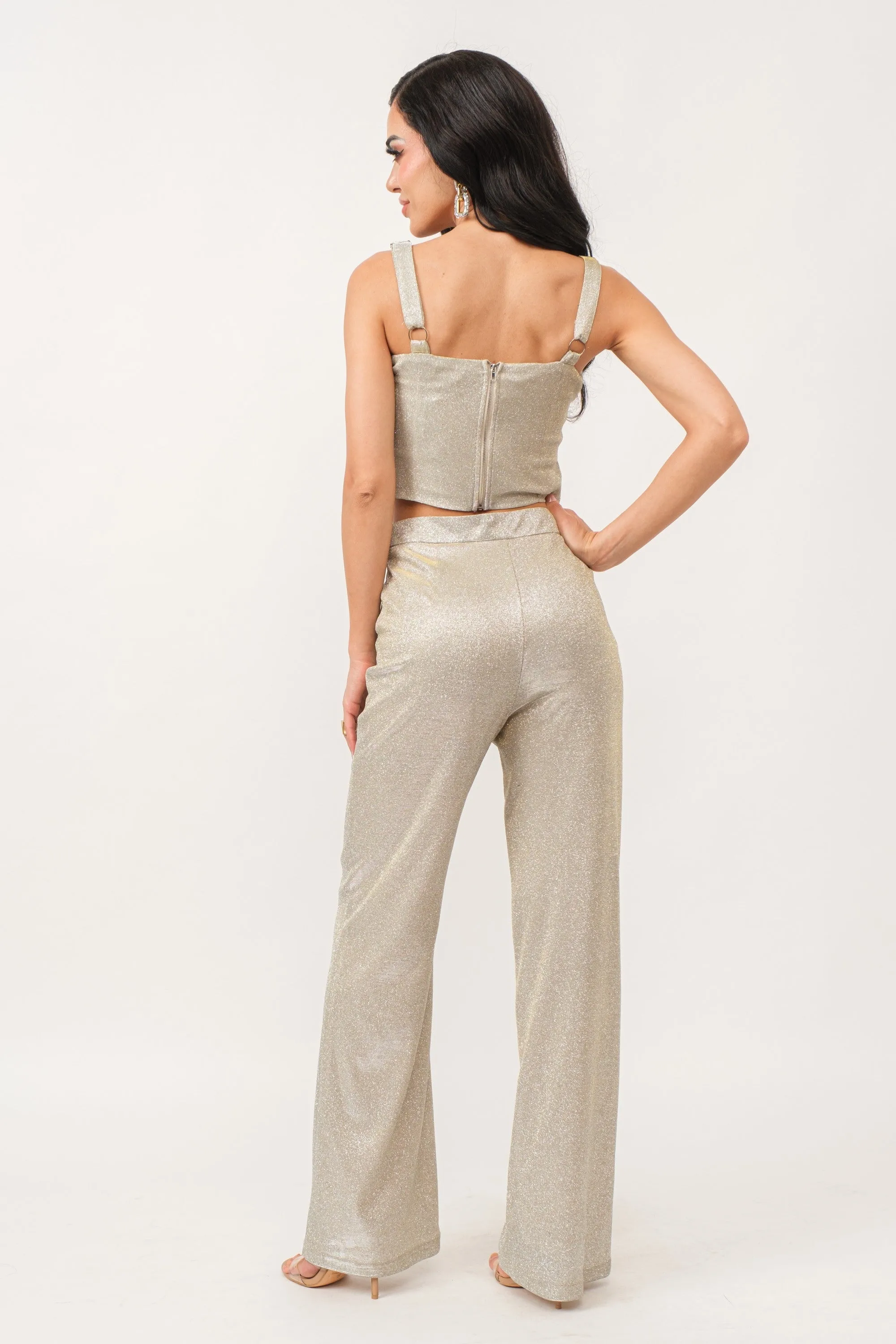 Glamour Glitter High Waist Wide Leg Pant