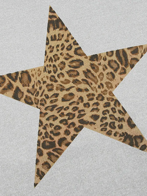 Grey Y2k star print oversized hoodie