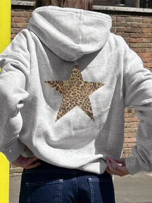 Grey Y2k star print oversized hoodie