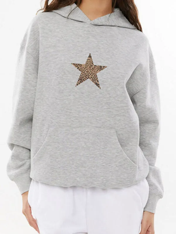 Grey Y2k star print oversized hoodie