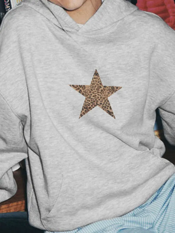 Grey Y2k star print oversized hoodie