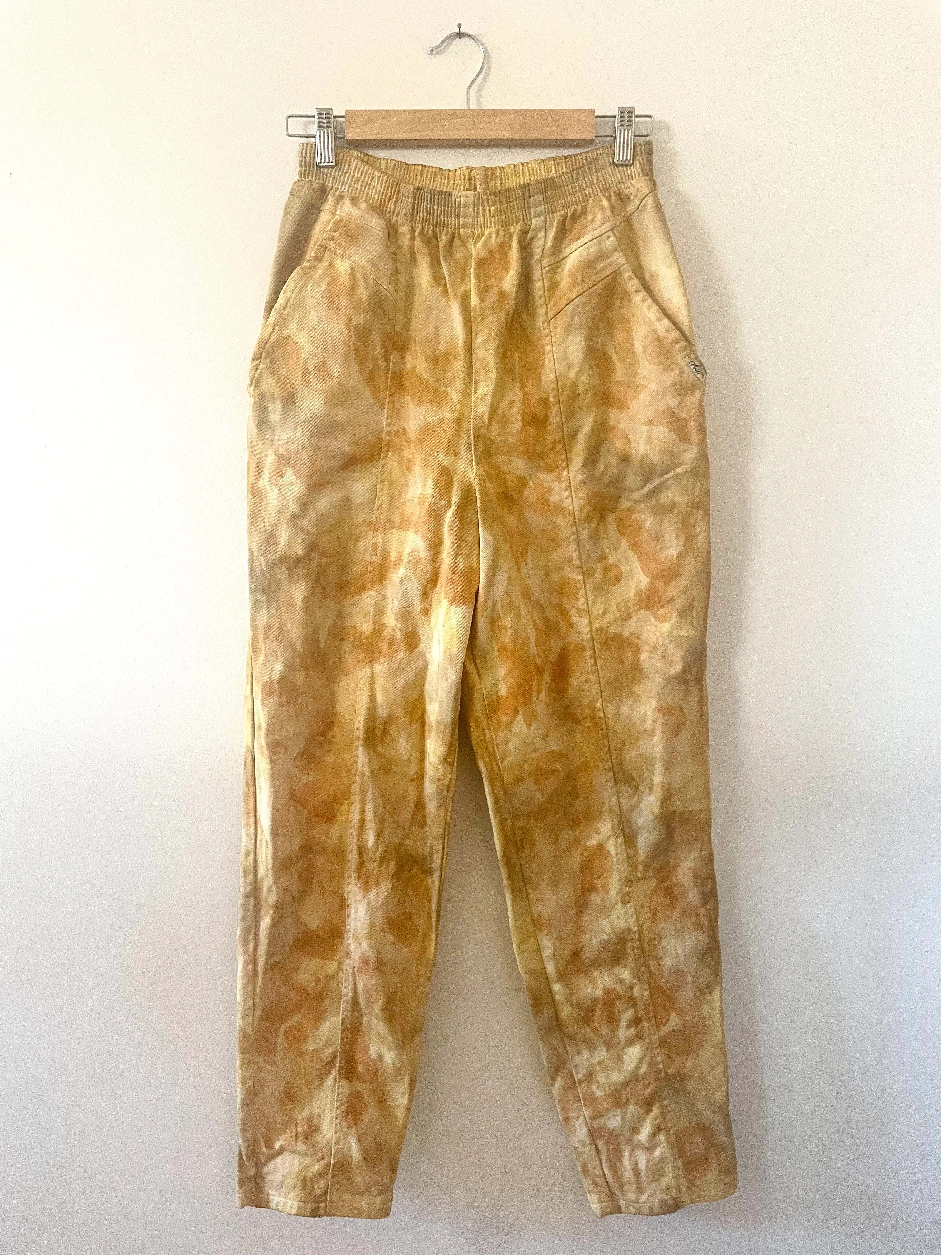 Hand-Dyed & Painted Cotton Twill Trousers - Orange Osage