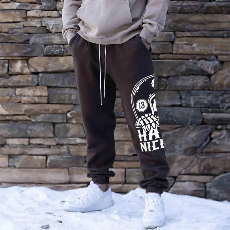 HAVE A NICE DAY Skull with Helmet GRAPHIC PRINT JOGGERS