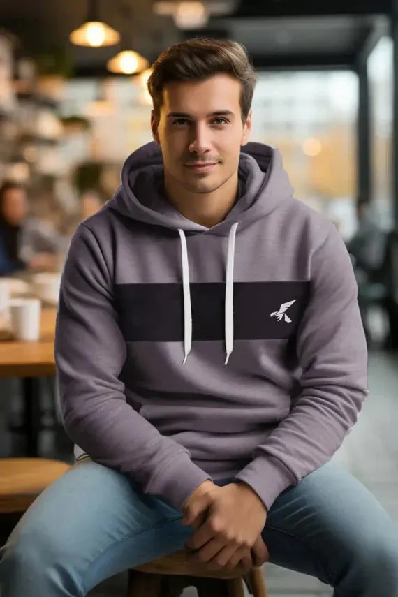 Hawkify Premium Cotton Fleece Hoodie-Charcoal With Black Panel