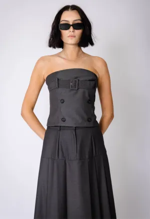 Heritage Bustier Top In Charcoal