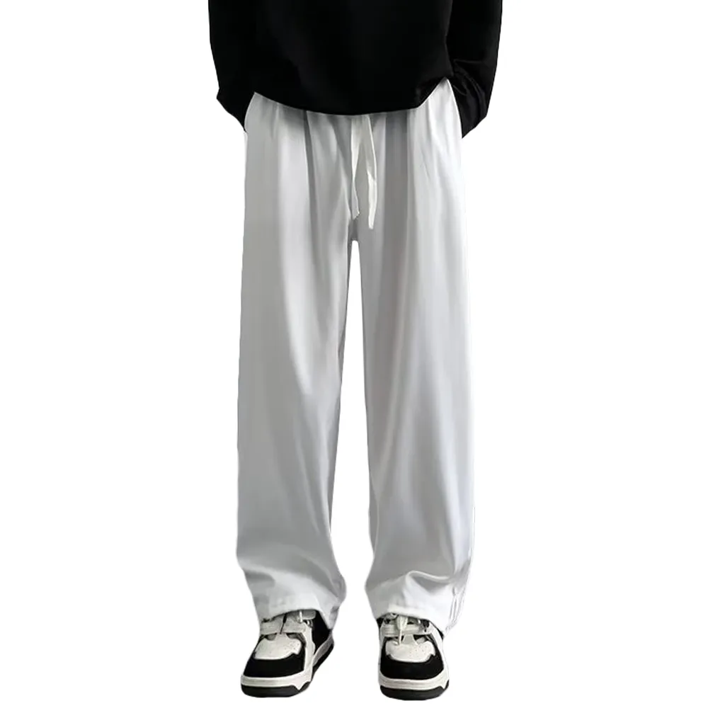 High street Retro Solid Color Straight Sweatpants
