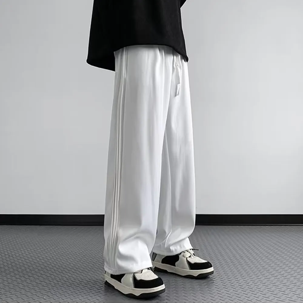 High street Retro Solid Color Straight Sweatpants