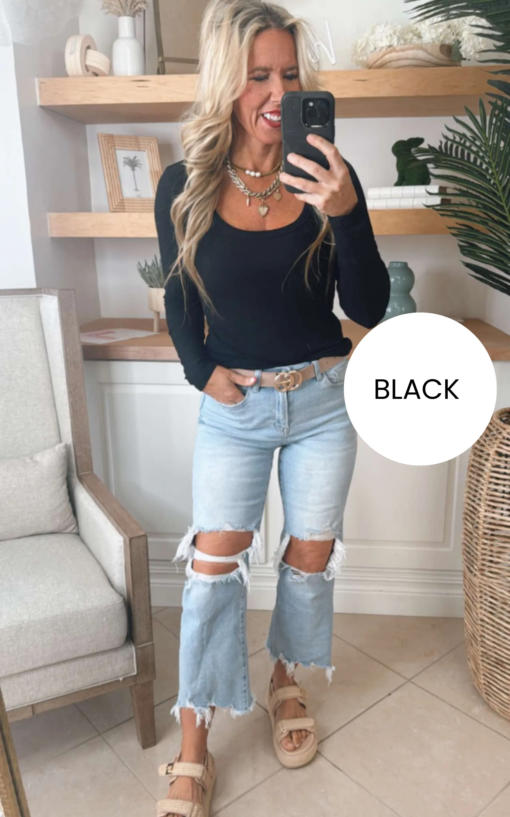 Hold Tight Scoop Neck Long Sleeve Top | SALTY WAVE *DEAL-FINAL SALE