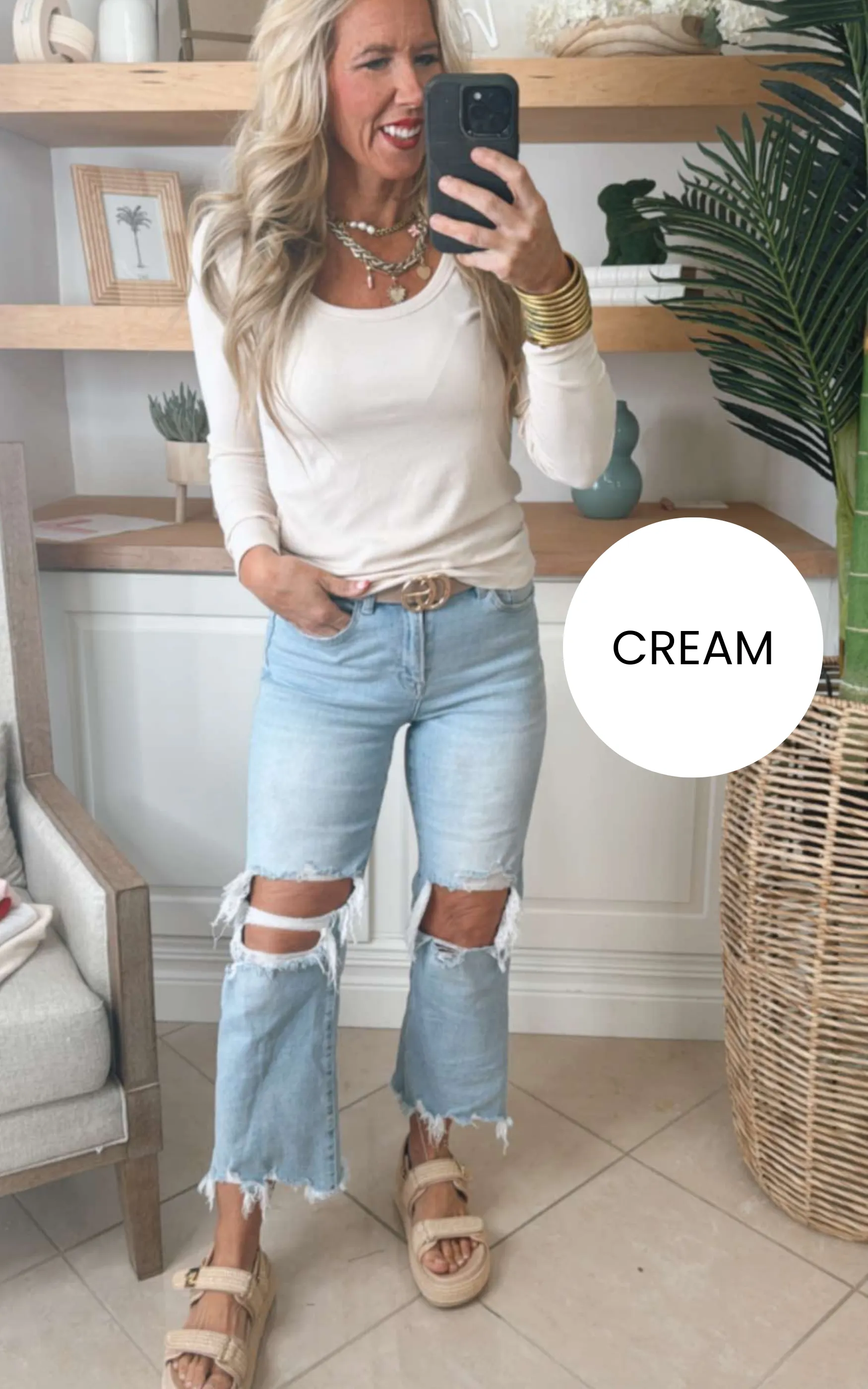 Hold Tight Scoop Neck Long Sleeve Top | SALTY WAVE *DEAL-FINAL SALE