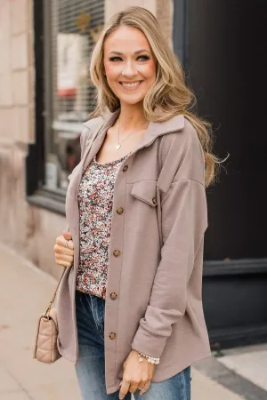 Hooked On Your Love Button Top- Mocha