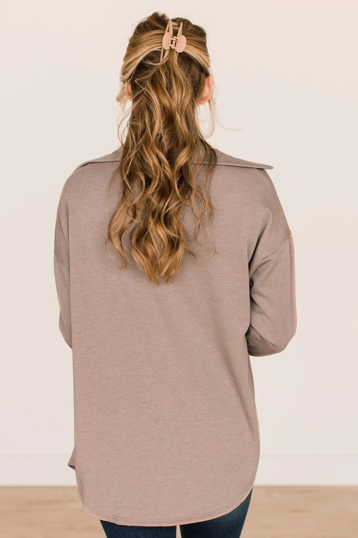 Hooked On Your Love Button Top- Mocha