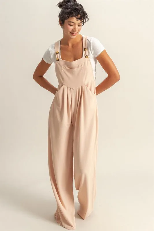 HYFVE Pleated Detail Front Pocket Wide Strap Overalls S-L
