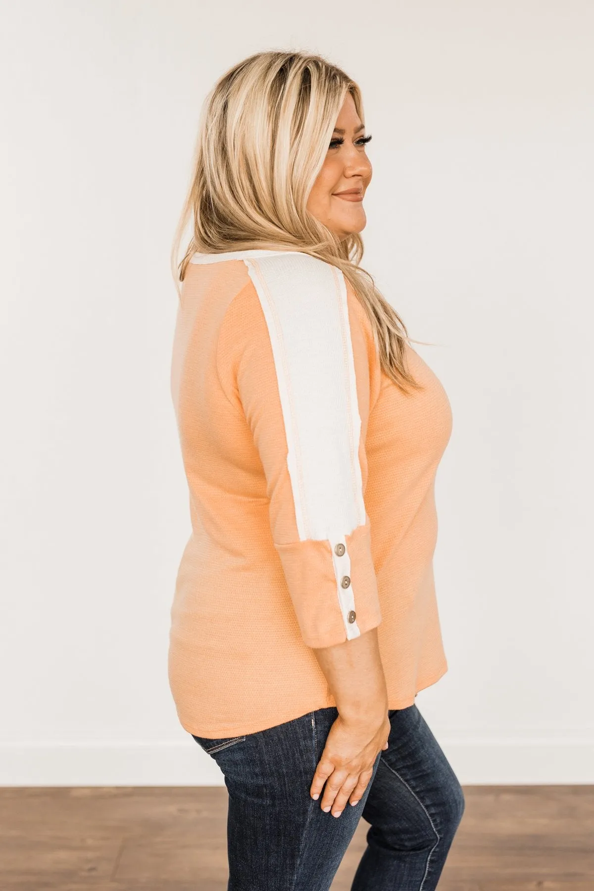 In My Element Knit Top- Papaya & Off-White