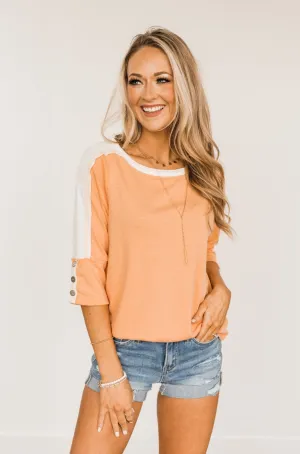 In My Element Knit Top- Papaya & Off-White