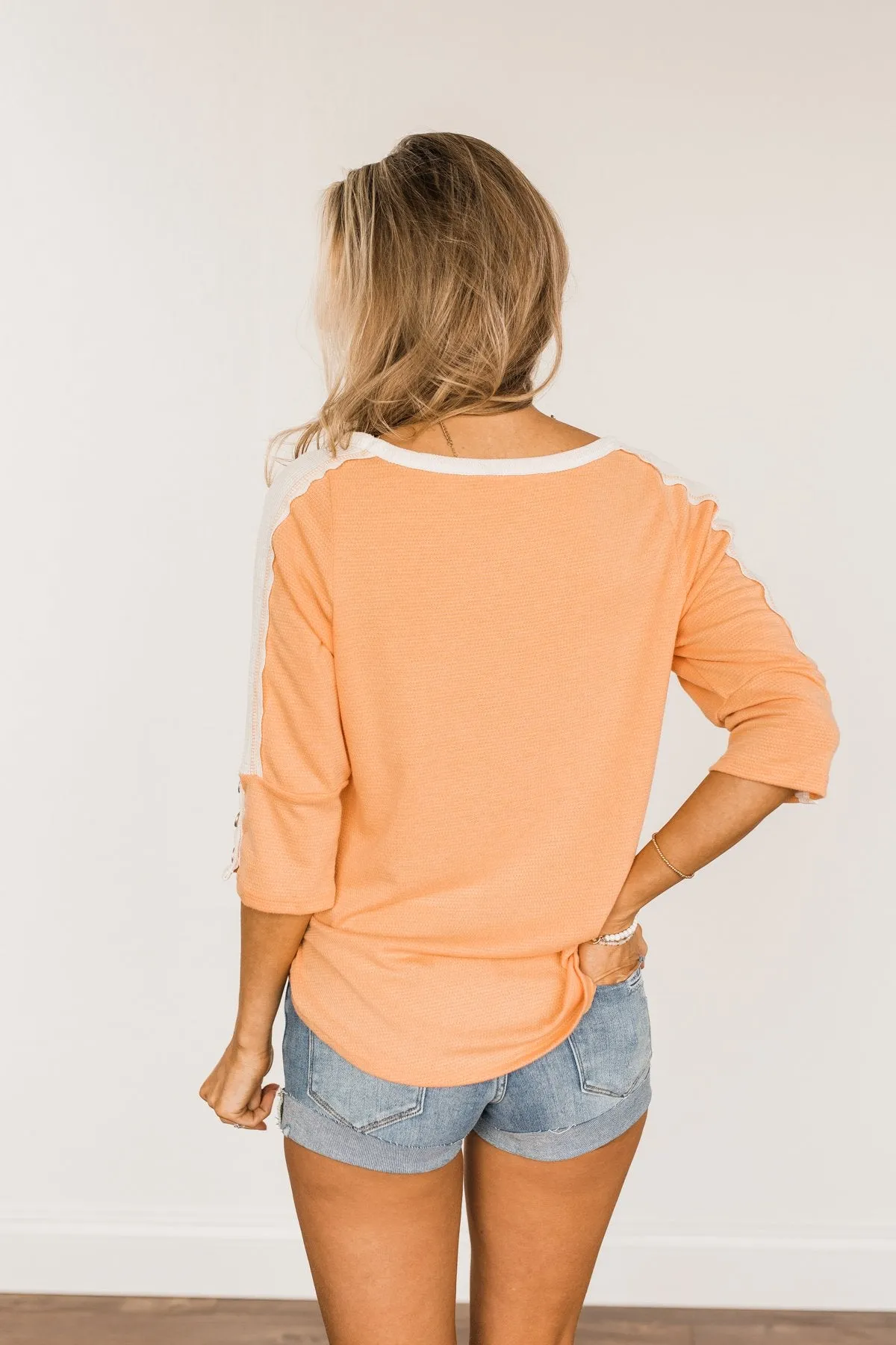 In My Element Knit Top- Papaya & Off-White