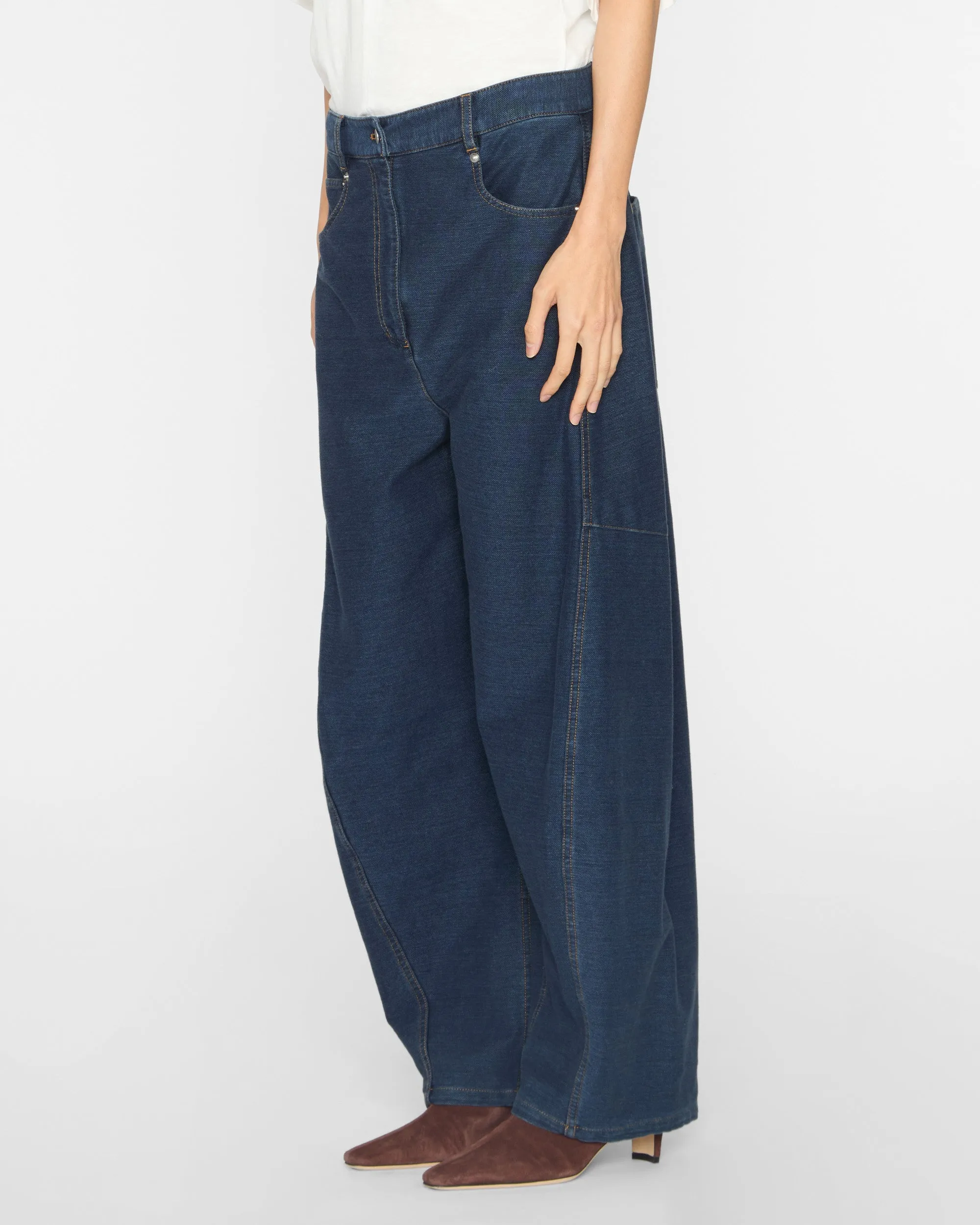 Indigo Barre Denim Knit Sid Jean