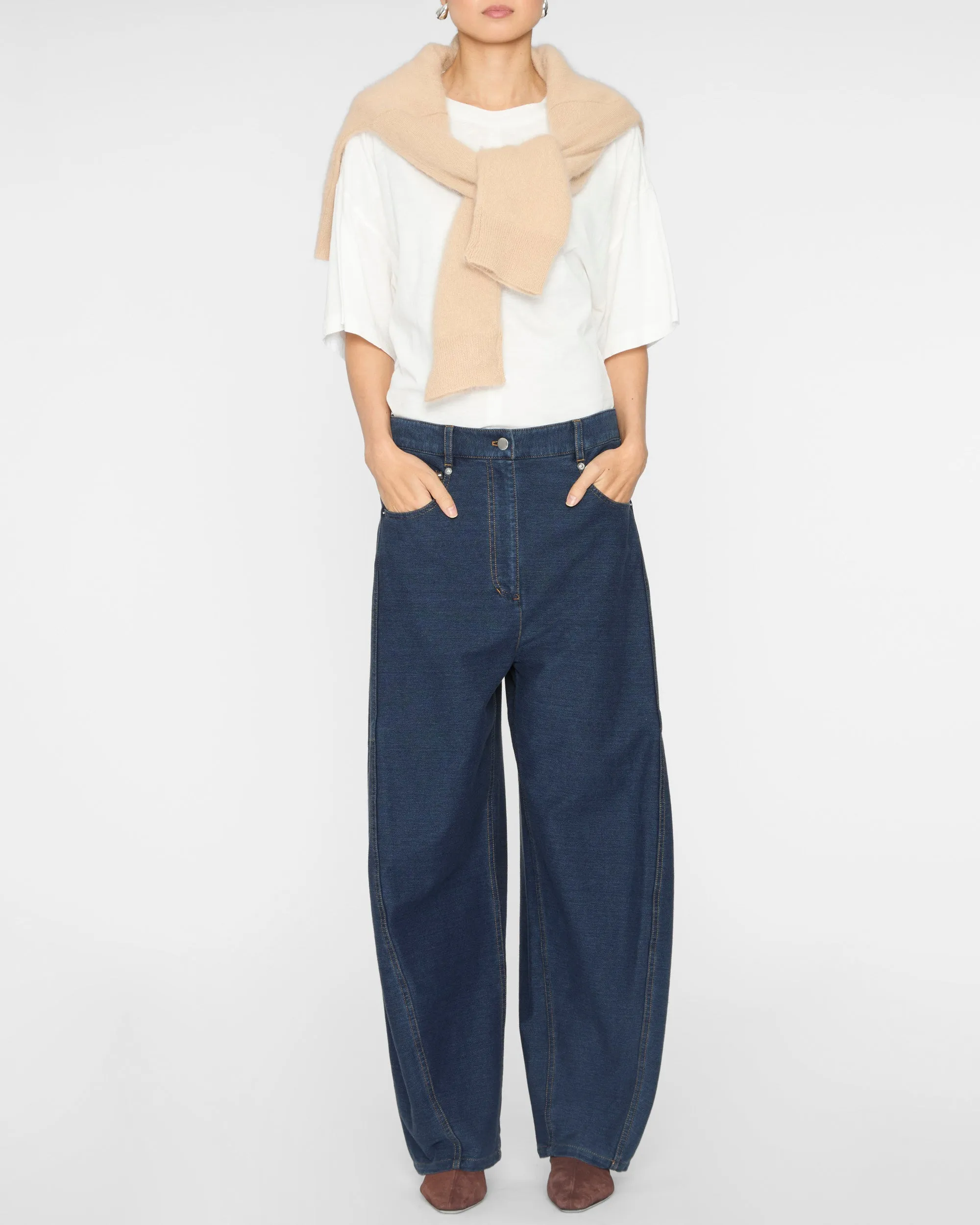 Indigo Barre Denim Knit Sid Jean