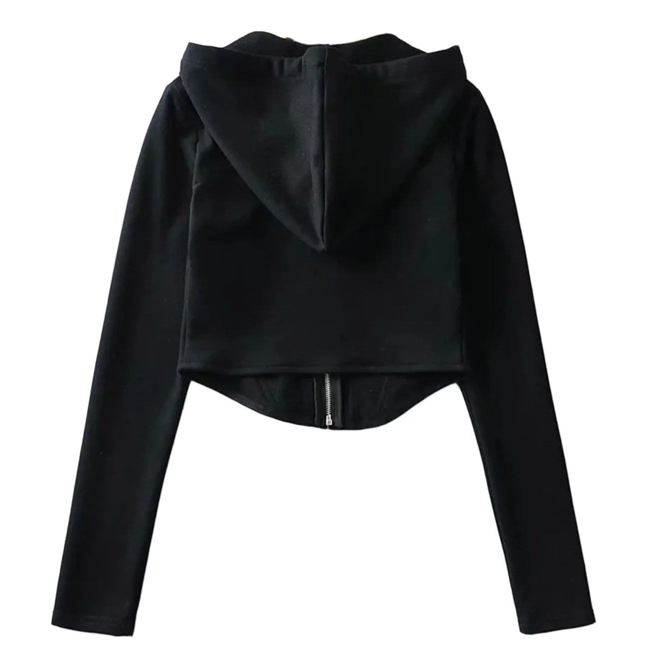 Irregular Slim Zip Up Cropped Hoodie