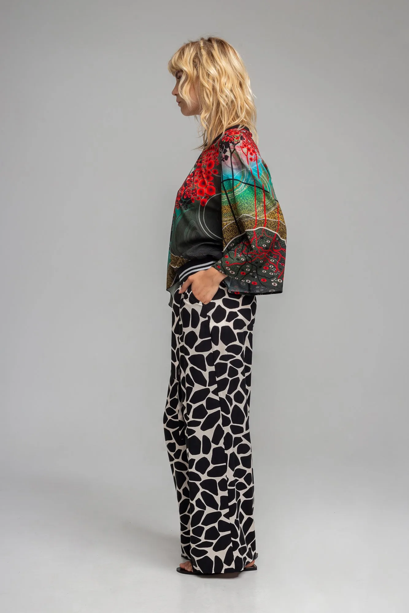 IZA printed palazzo leg pants