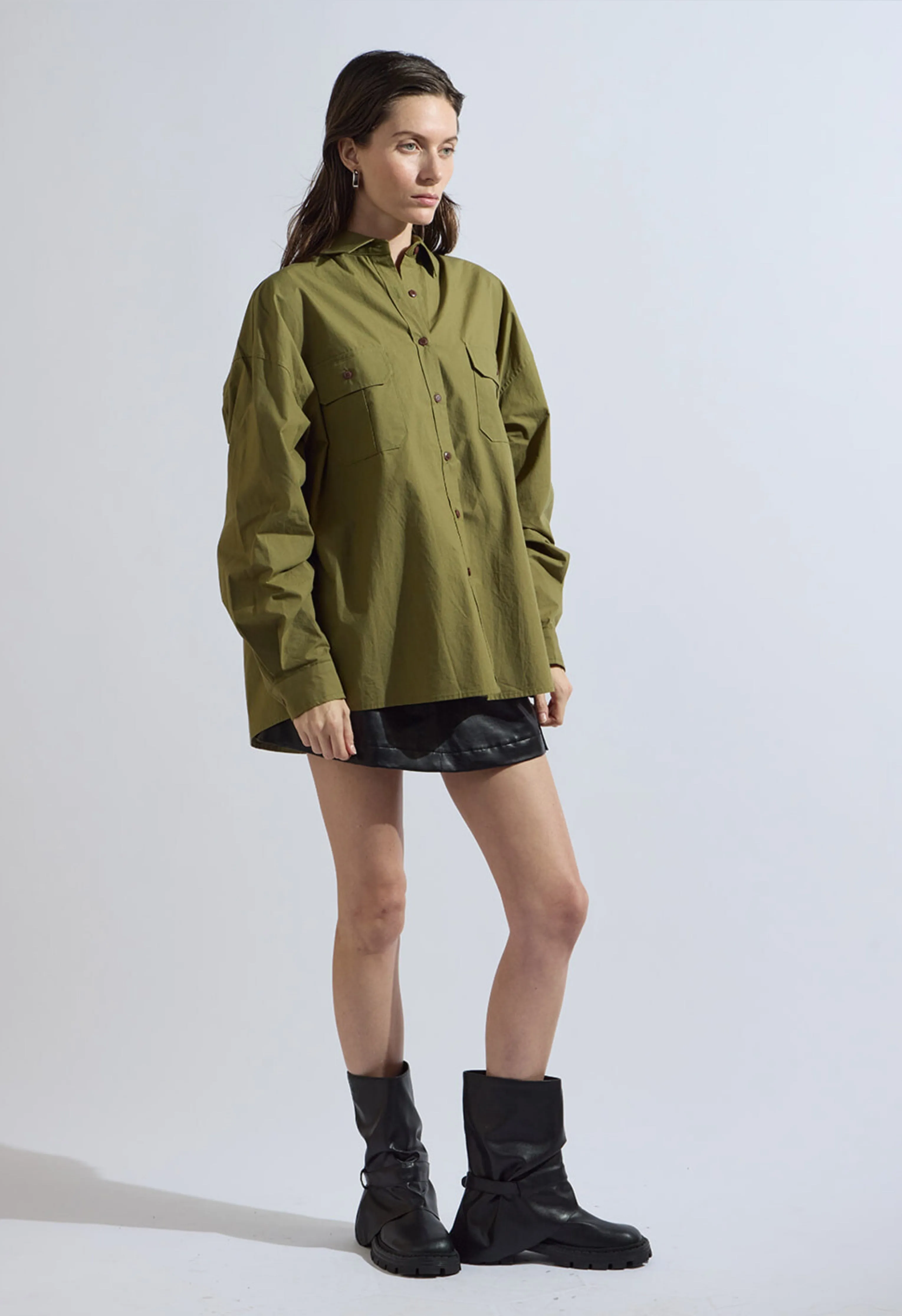 Jackie Olive Button Up