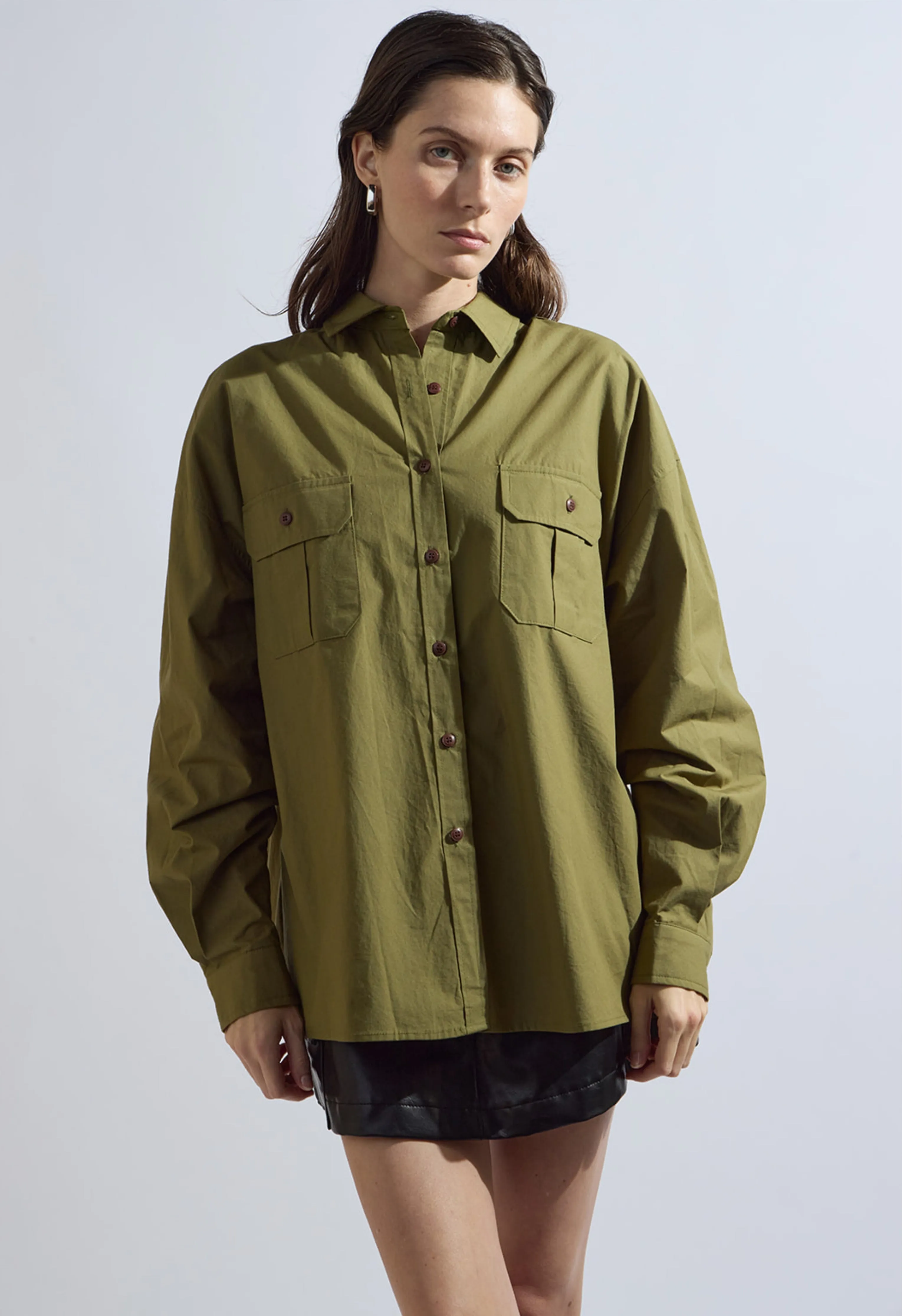 Jackie Olive Button Up