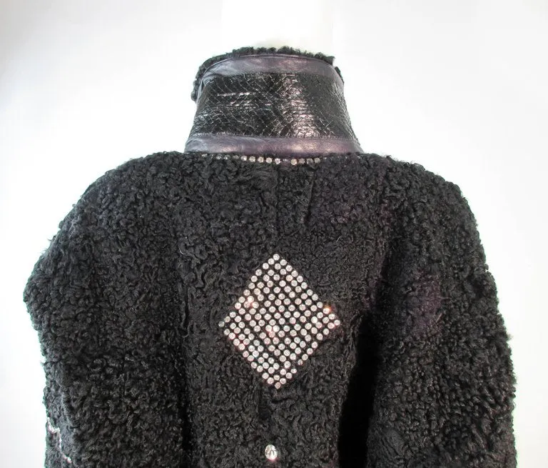 JACQUES SAINT LAURENT Black Jacket w/ Rhinestones Trim 38