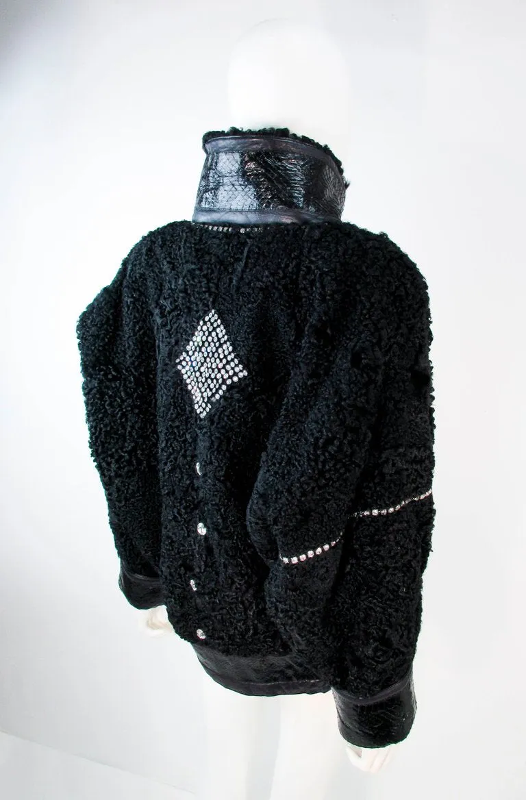 JACQUES SAINT LAURENT Black Jacket w/ Rhinestones Trim 38