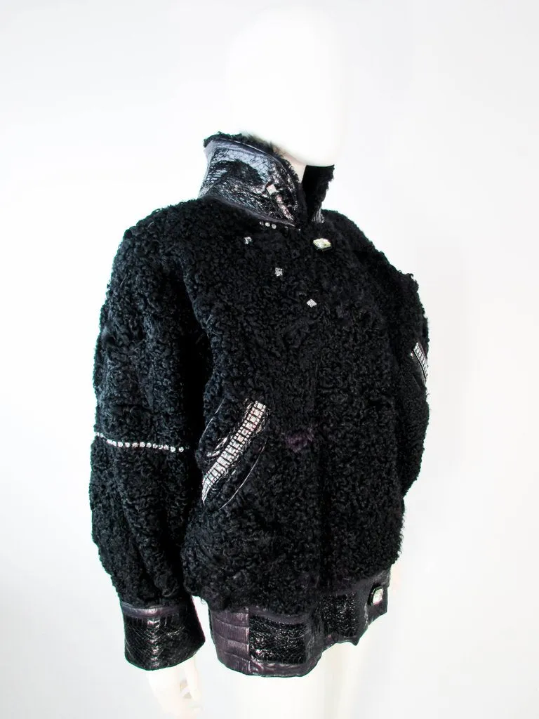 JACQUES SAINT LAURENT Black Jacket w/ Rhinestones Trim 38